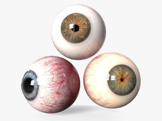 Low poly Eyes collection three human Low-poly 3D model