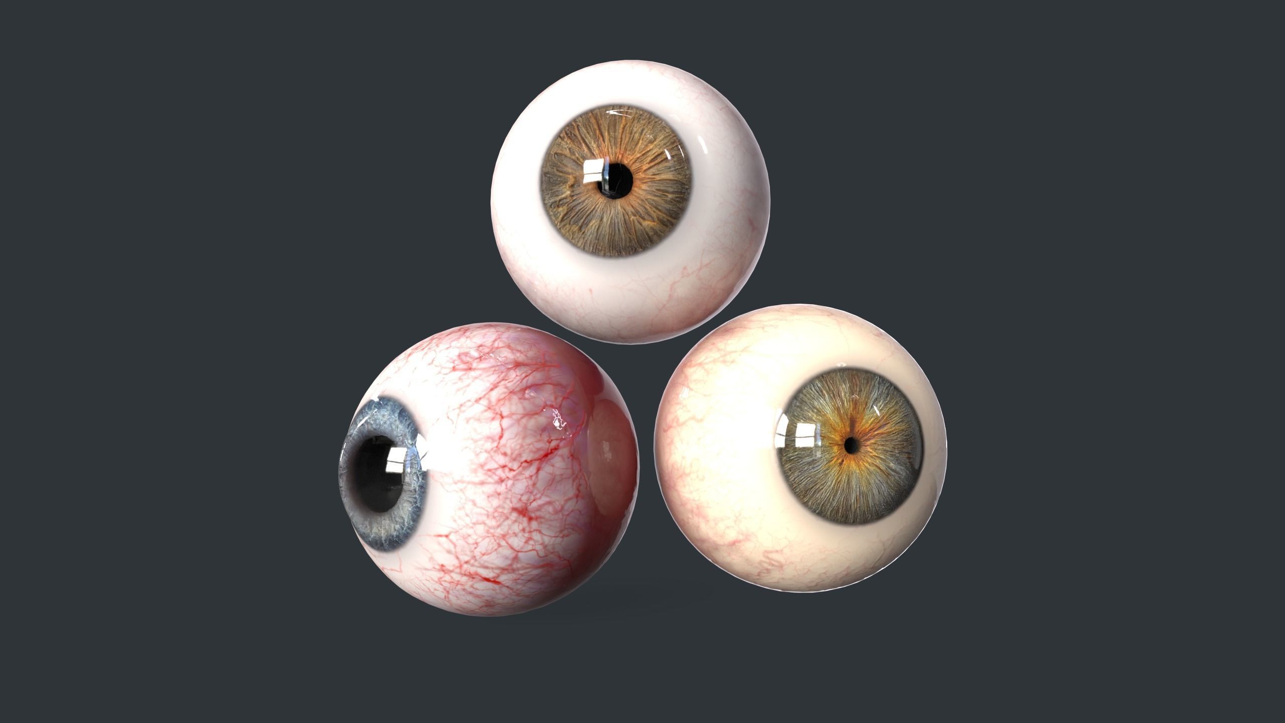 Low poly Eyes collection three human Low-poly 3D model_1