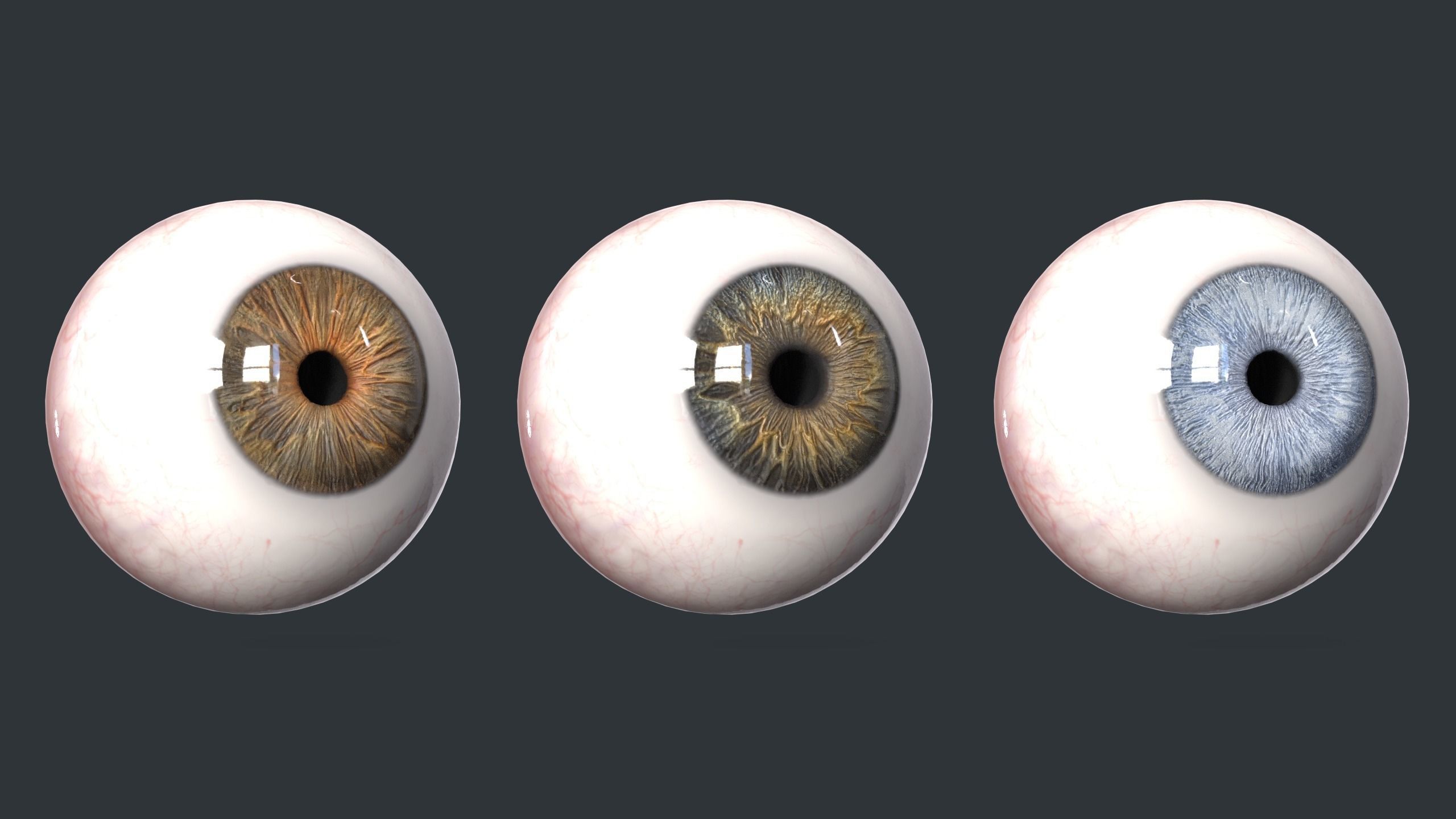 Low poly Eyes collection three human Low-poly 3D model_8