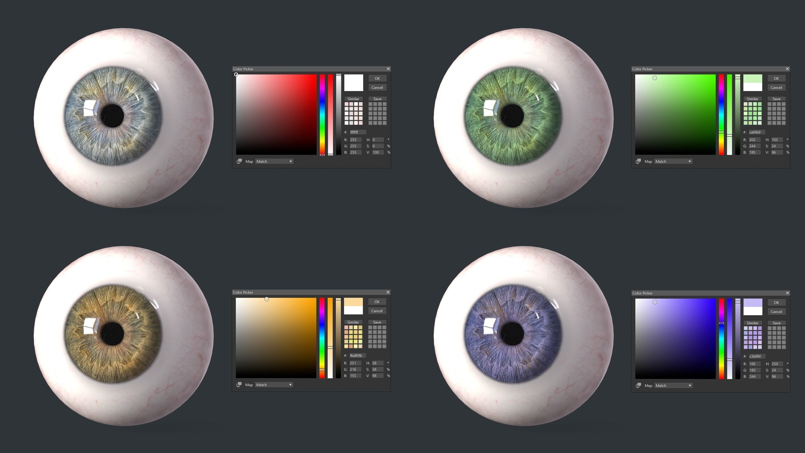 Low poly Eyes collection three human Low-poly 3D model_10