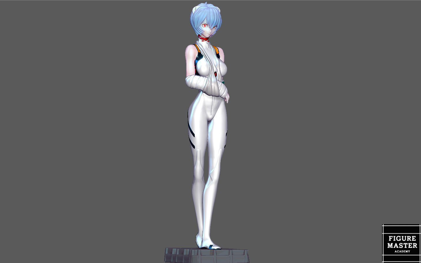 REI AYANAMI INJURED PLUG SUIT LONG HAIR EVANGELION ANIME GIRL 3D print model_9