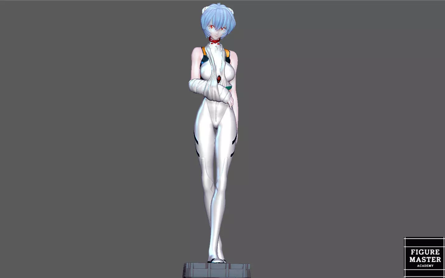 REI AYANAMI INJURED PLUG SUIT LONG HAIR EVANGELION ANIME GIRL 3D print model_0