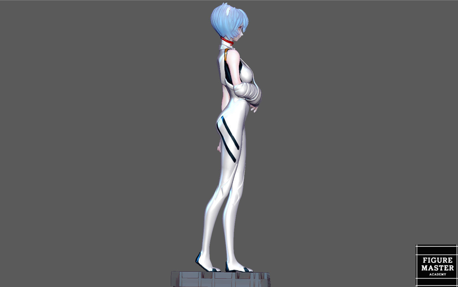 REI AYANAMI INJURED PLUG SUIT LONG HAIR EVANGELION ANIME GIRL 3D print model_10