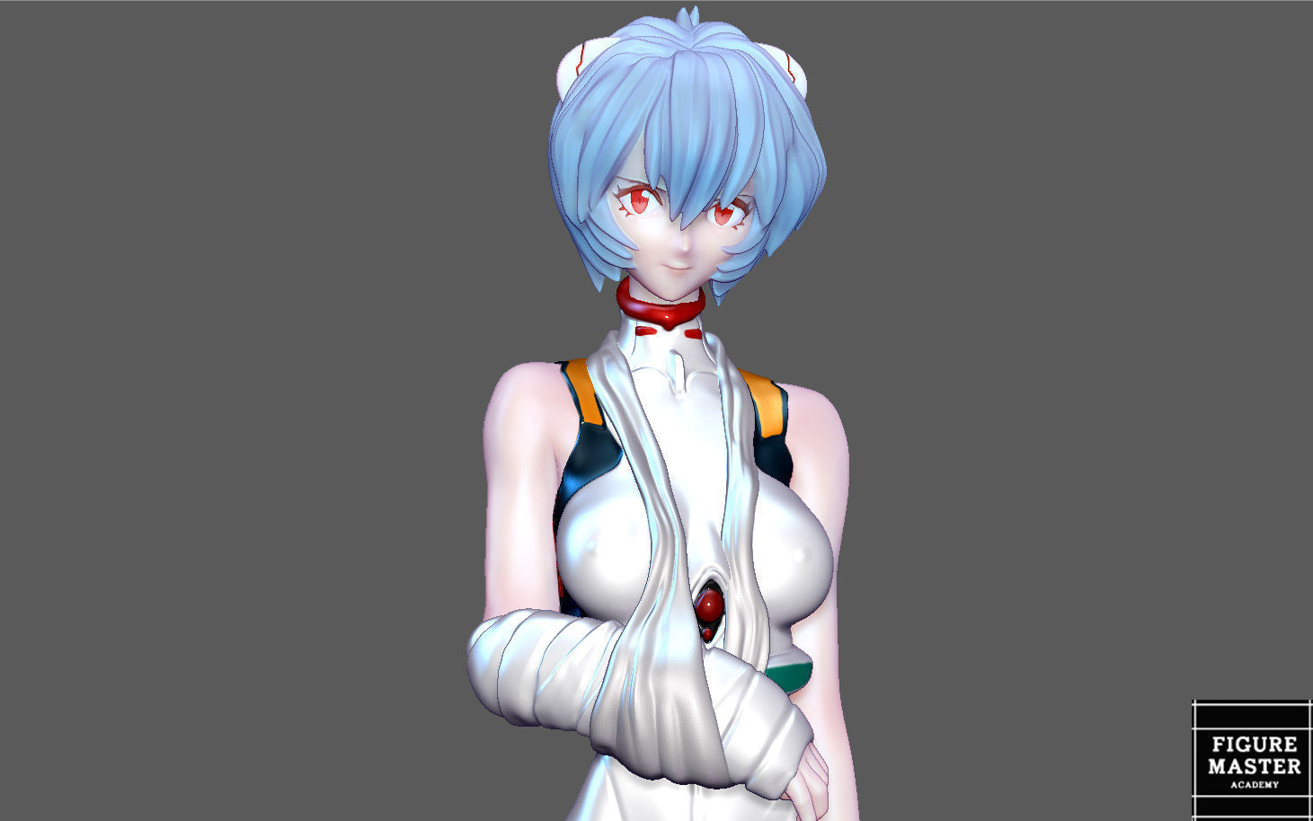 REI AYANAMI INJURED PLUG SUIT LONG HAIR EVANGELION ANIME GIRL 3D print model_3