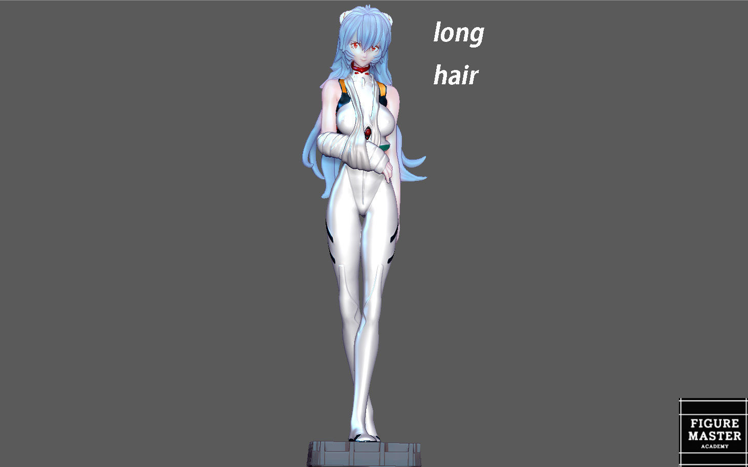 REI AYANAMI INJURED PLUG SUIT LONG HAIR EVANGELION ANIME GIRL 3D print model_2