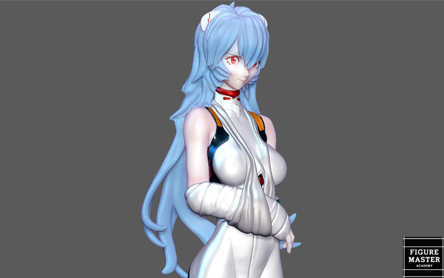REI AYANAMI INJURED PLUG SUIT LONG HAIR EVANGELION ANIME GIRL 3D print model_16