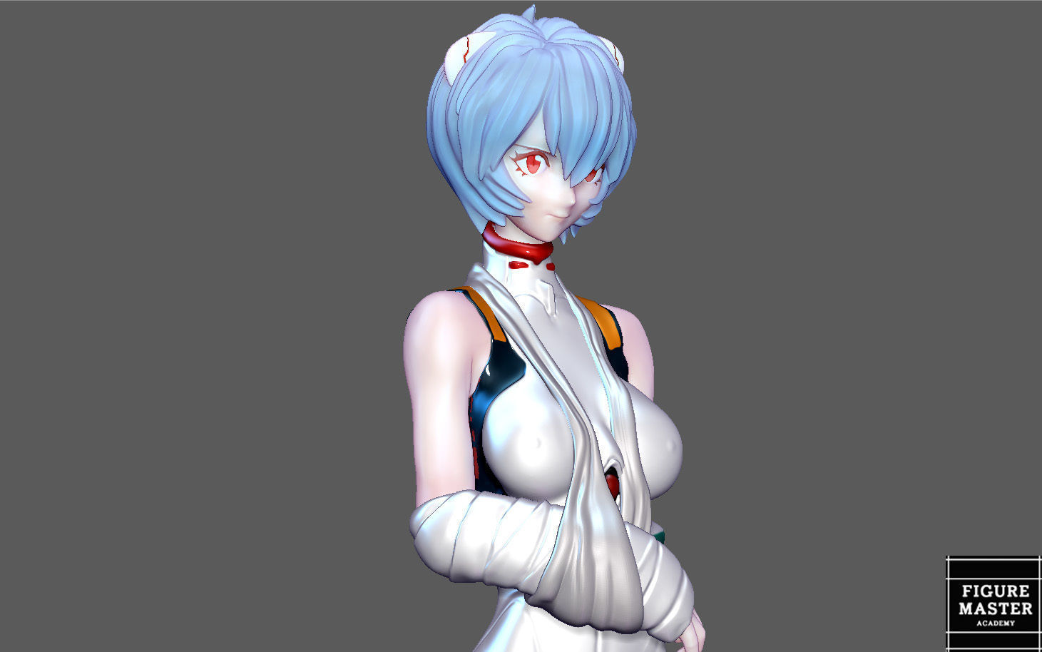 REI AYANAMI INJURED PLUG SUIT LONG HAIR EVANGELION ANIME GIRL 3D print model_11