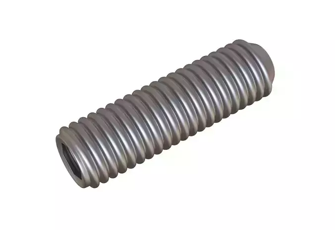 Set Screws 3D Model threaded stainless steel screw