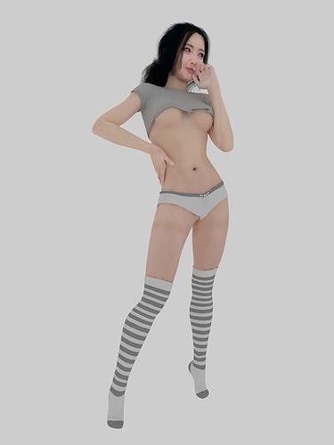 character model woman in underwear and stockings 3D model