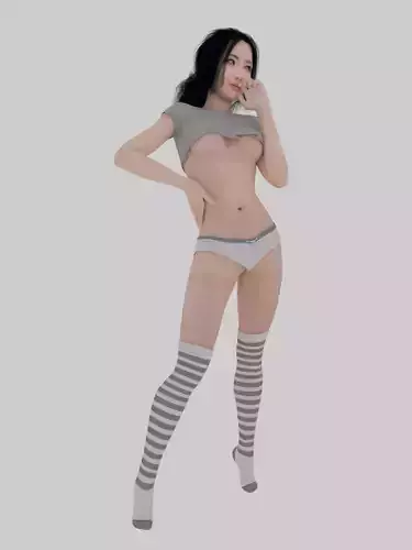 character model woman in underwear and stockings