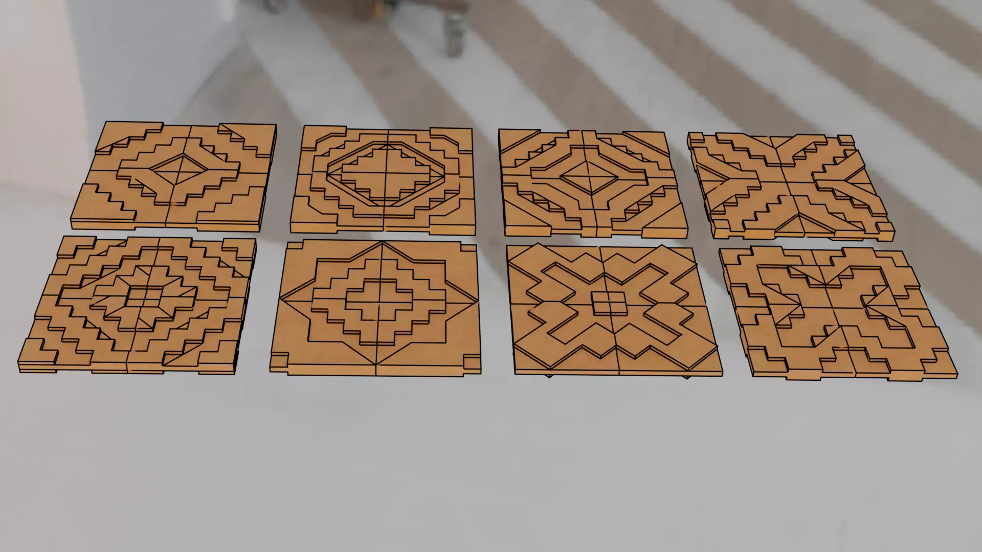 wooden seam quad decor panels Low-poly 3D model