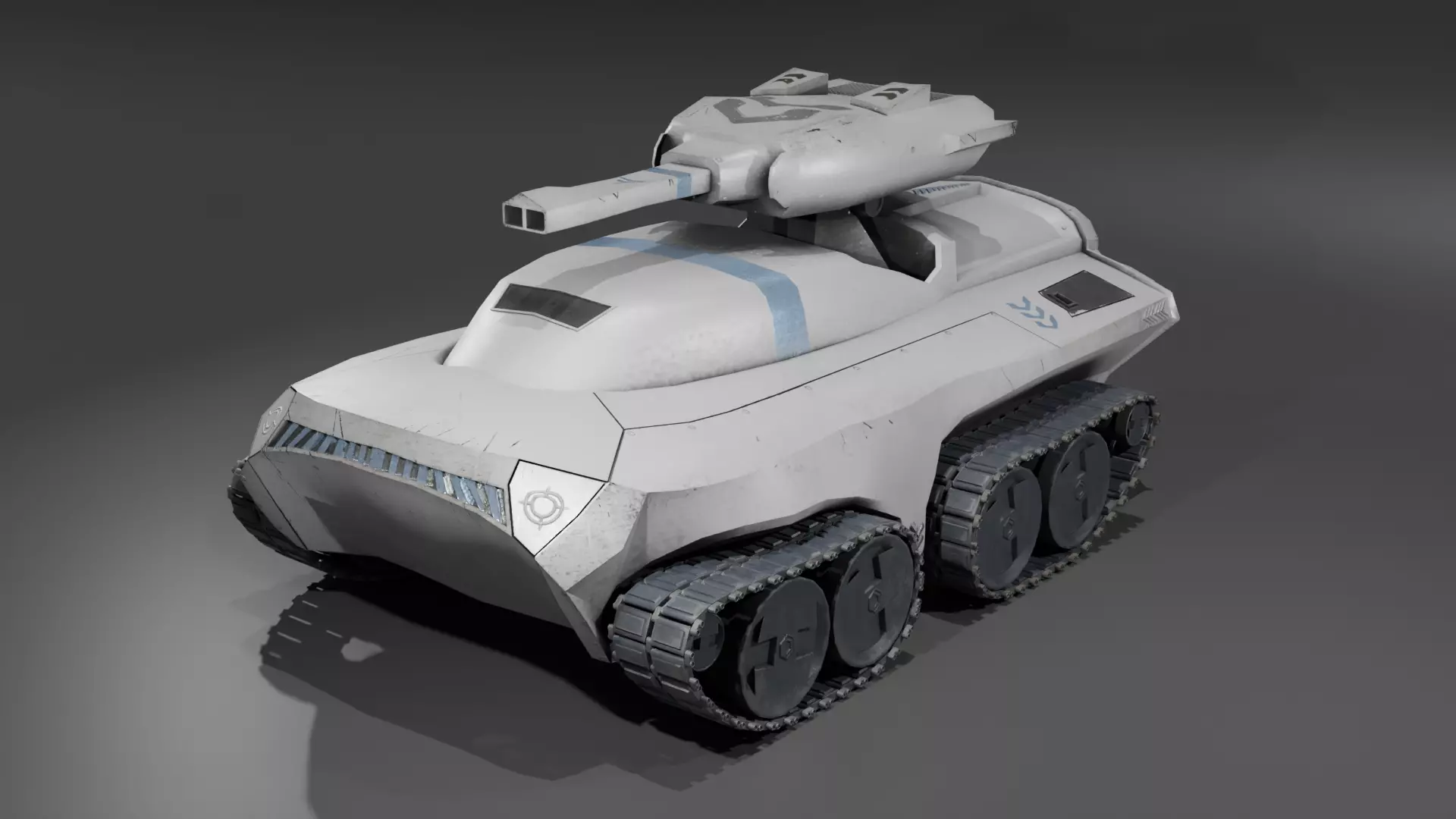 Futuristic Sci-fi Modern War Tank White Low-poly 3D model