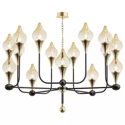 FLAME gold chandelier with glass shades