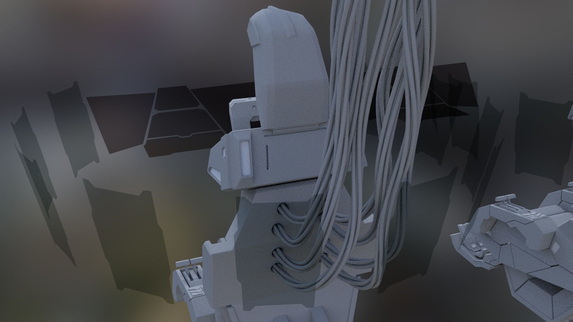 Lowpoly Sci-fi Cockpit-Twin Seat Cockpit Low-poly 3D model_5