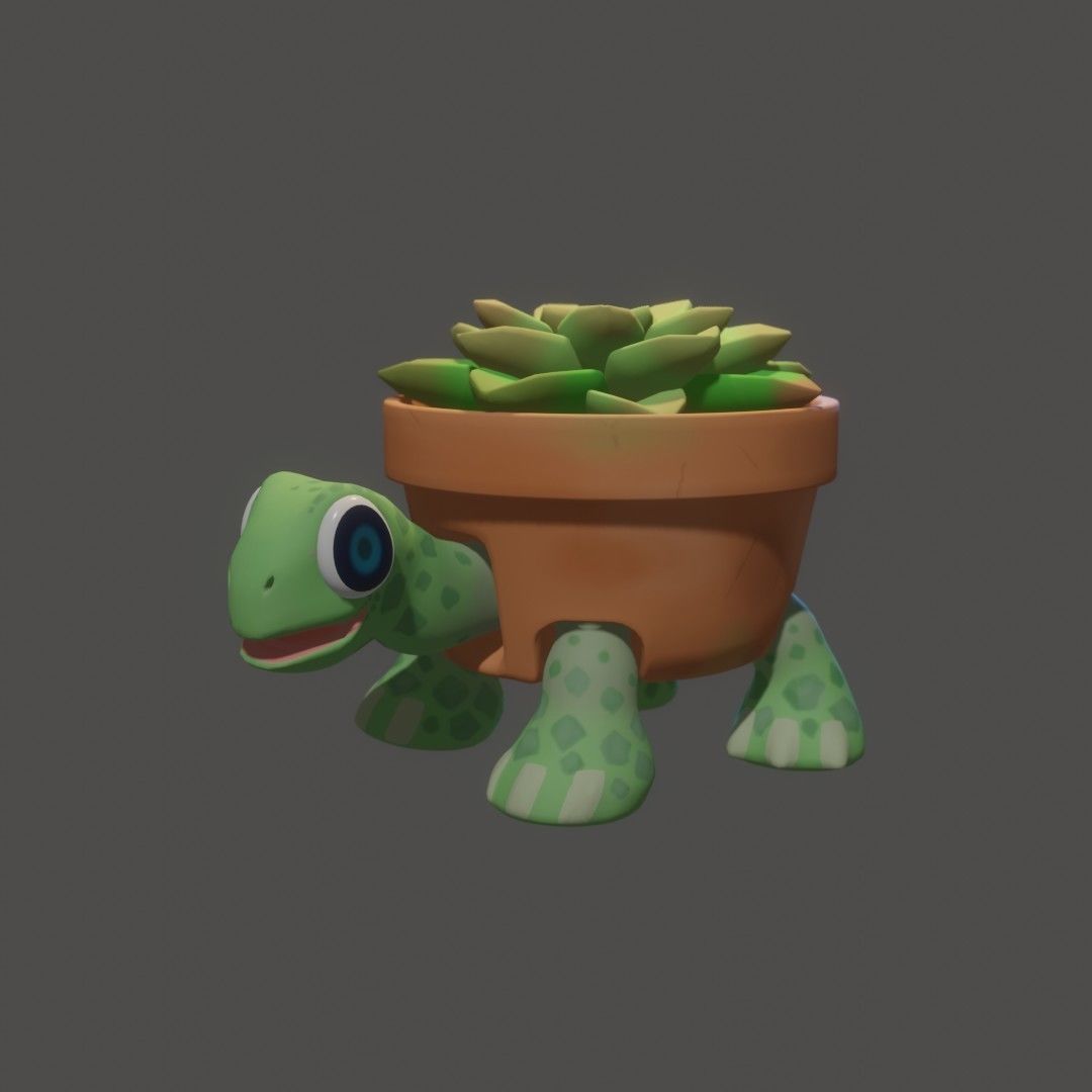 tree turtles Low-poly 3D model_1