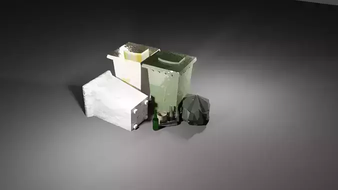 trash can low poly kit scrapyard