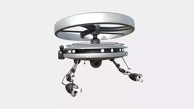 Flying Robot I01 Steel Bright - SciFi Character Design Low-poly 3D model