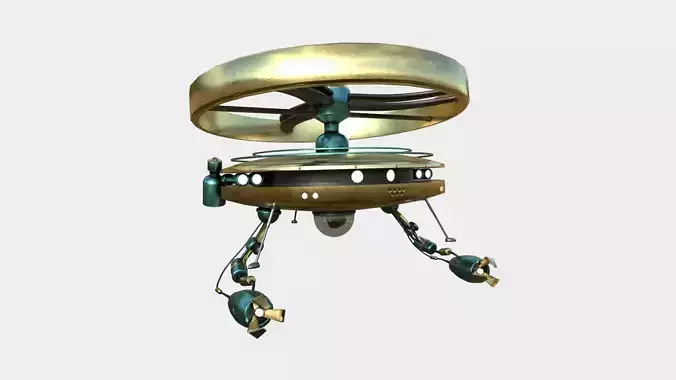 Flying Robot I02 Golden - SciFi Character Design Low-poly 3D model