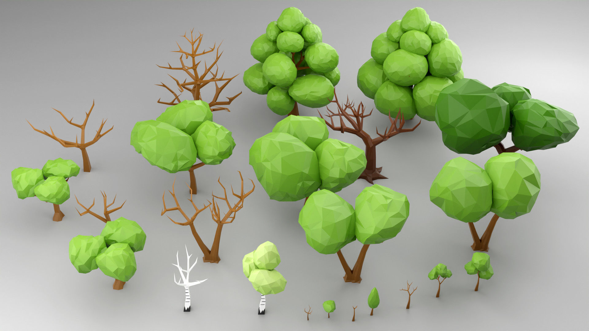 Low-Poly Forest Nature Set Low-poly 3D model_1