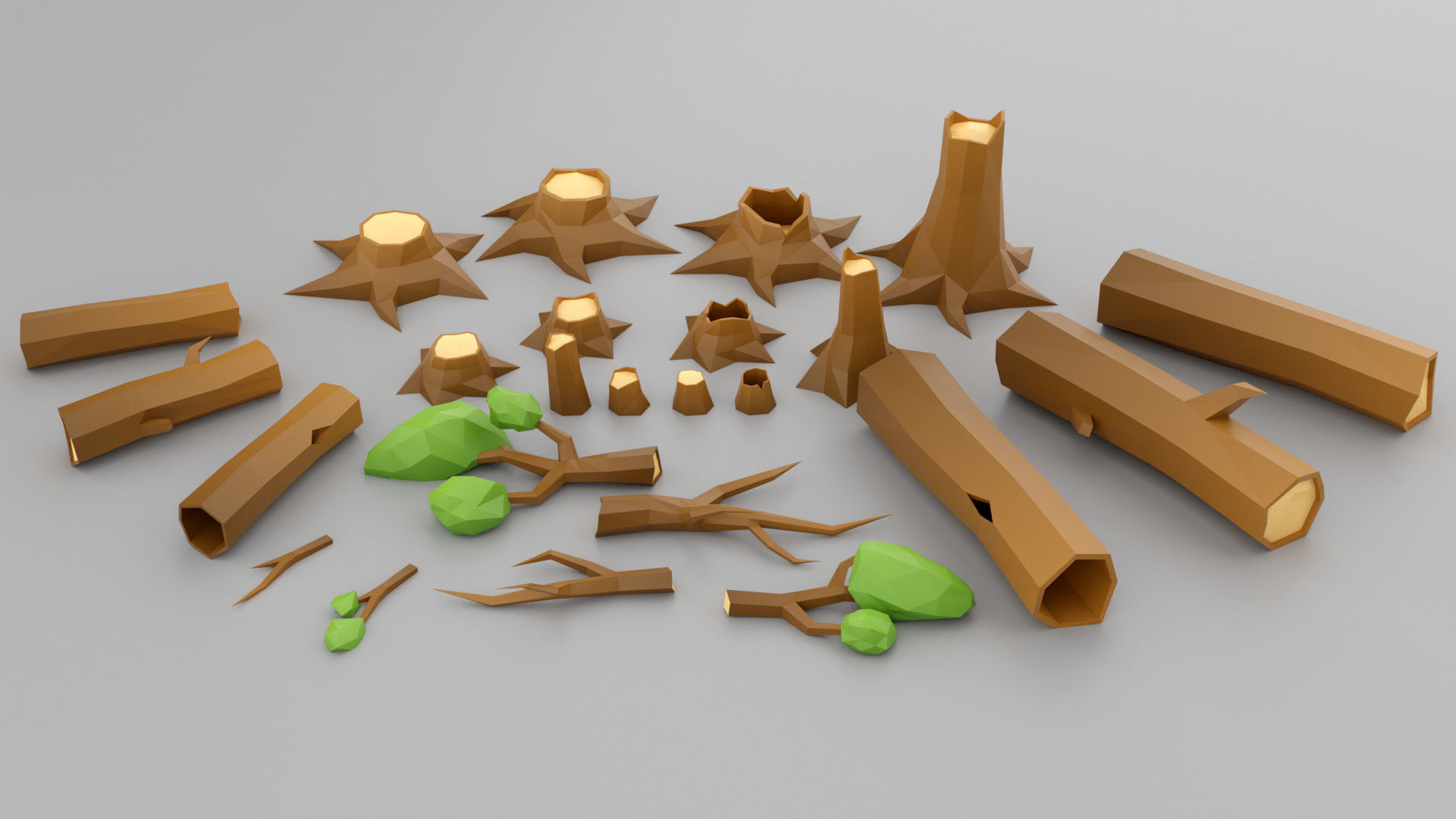 Low-Poly Forest Nature Set Low-poly 3D model_4