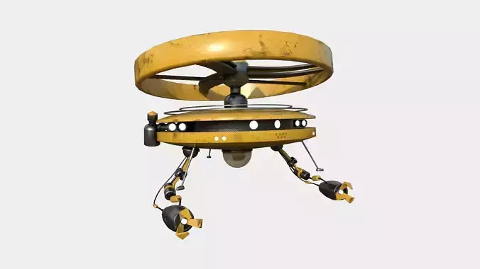 Flying Robot I03 Yellow - SciFi Character Design Low-poly 3D model