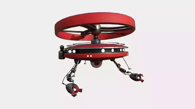 Flying Robot I04 Red - SciFi Character Design Low-poly 3D model
