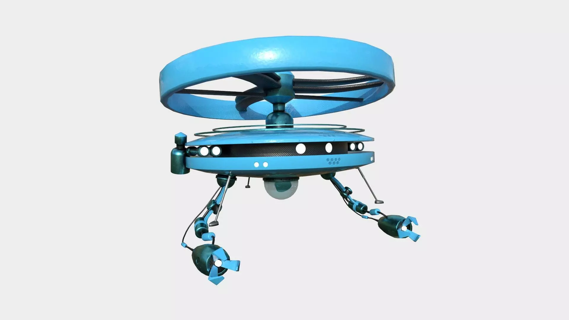 Flying Robot I05 Blue - SciFi Character Design Low-poly 3D model_0