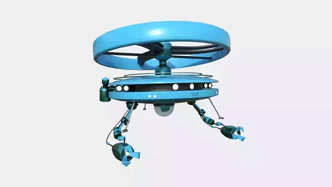 Flying Robot I05 Blue - SciFi Character Design Low-poly 3D model
