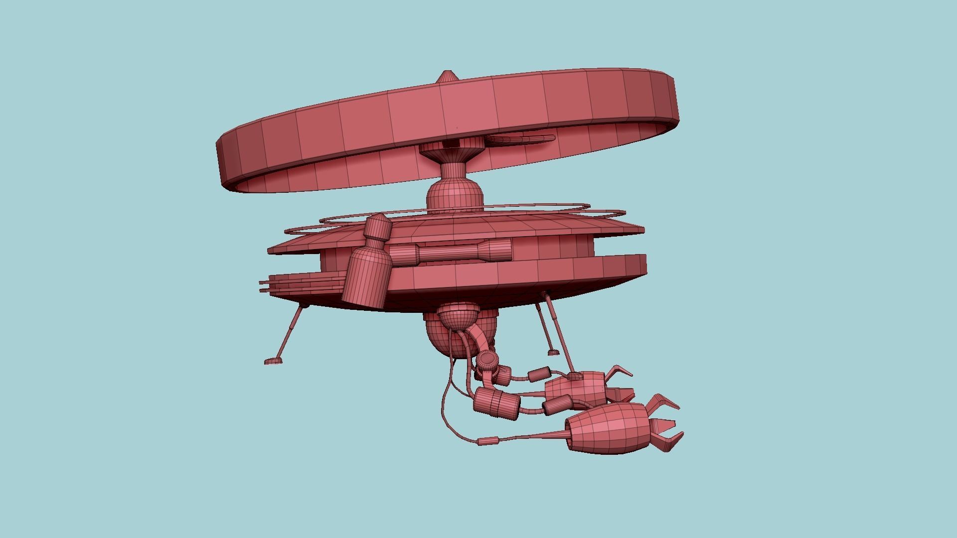 Flying Robot I05 Blue - SciFi Character Design Low-poly 3D model_13
