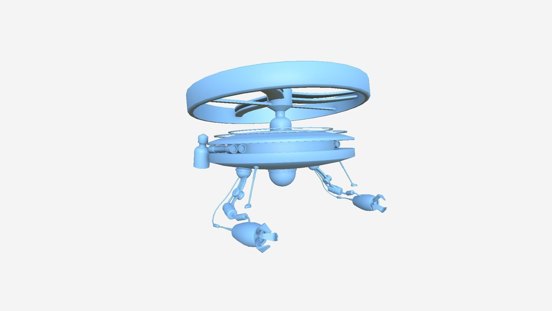 Flying Robot I05 Blue - SciFi Character Design Low-poly 3D model_7