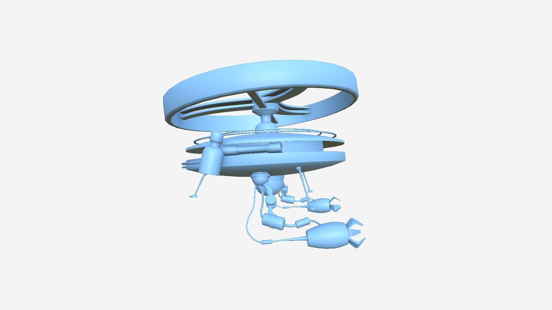 Flying Robot I05 Blue - SciFi Character Design Low-poly 3D model_9