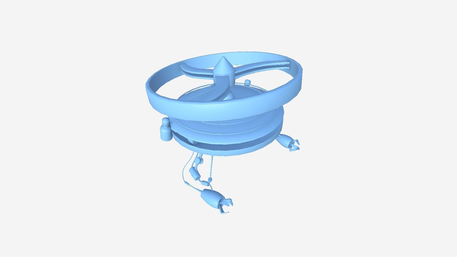 Flying Robot I05 Blue - SciFi Character Design Low-poly 3D model_11