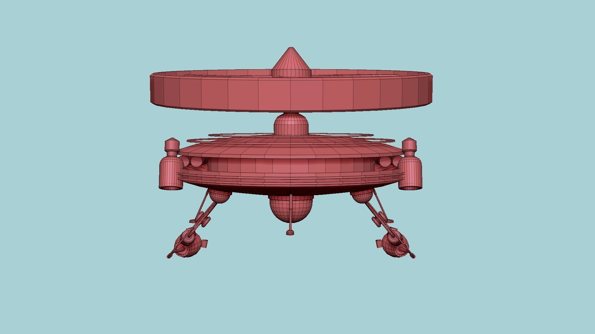 Flying Robot I05 Blue - SciFi Character Design Low-poly 3D model_16