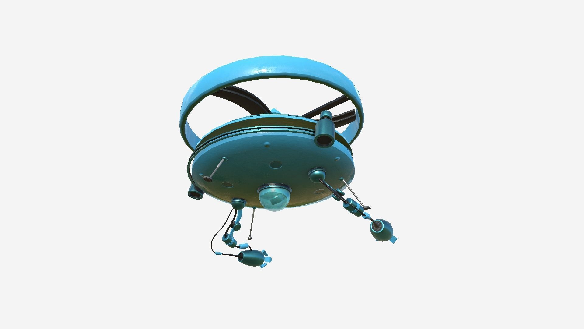 Flying Robot I05 Blue - SciFi Character Design Low-poly 3D model_4
