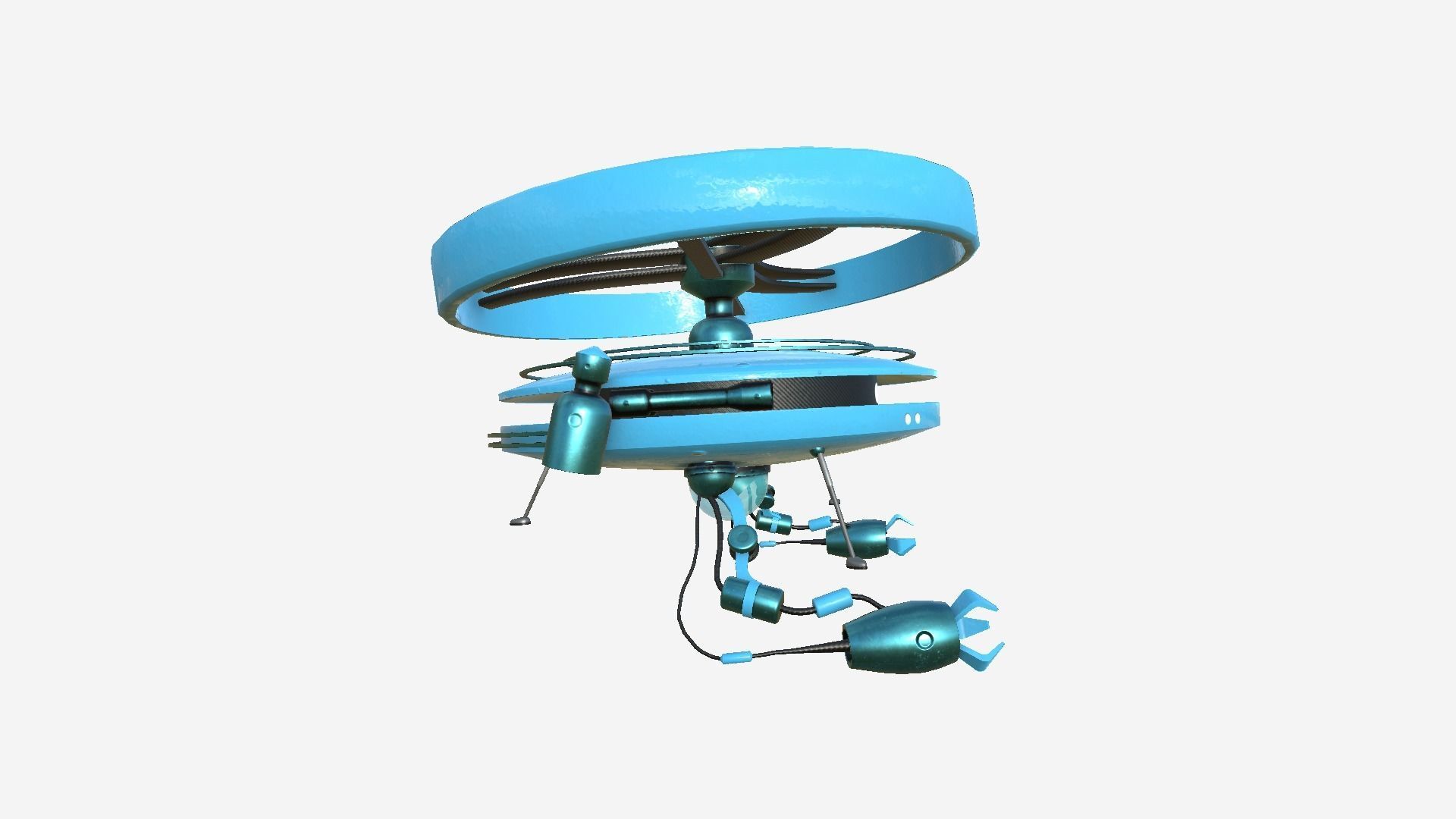 Flying Robot I05 Blue - SciFi Character Design Low-poly 3D model_2