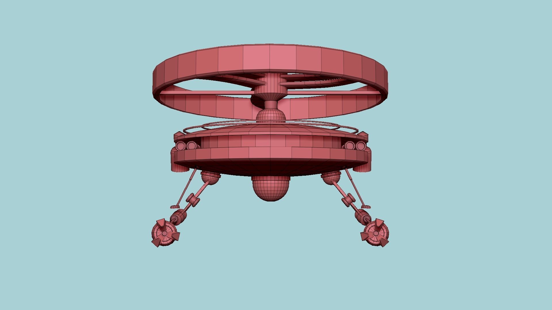 Flying Robot I05 Blue - SciFi Character Design Low-poly 3D model_15