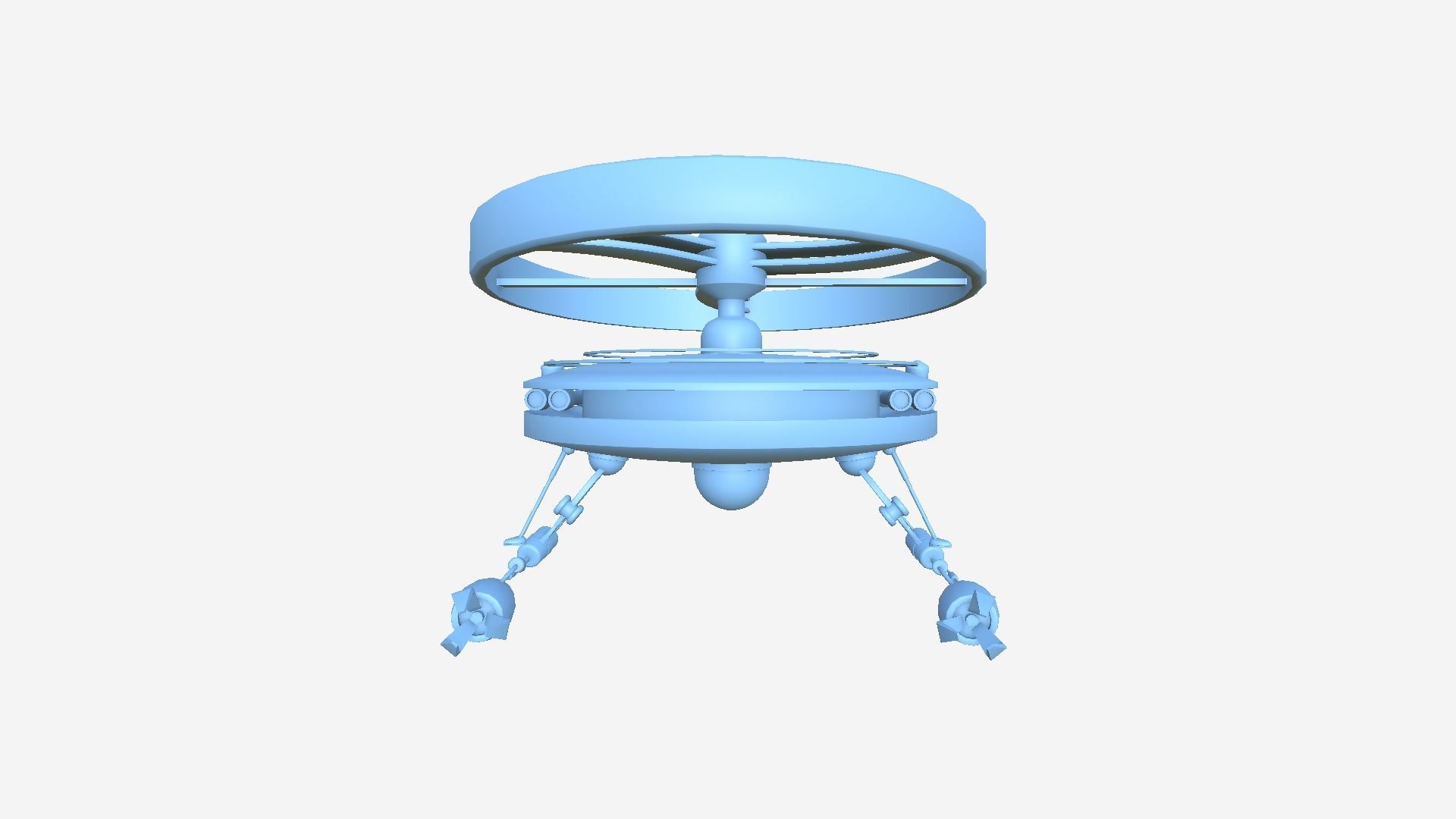 Flying Robot I05 Blue - SciFi Character Design Low-poly 3D model_8