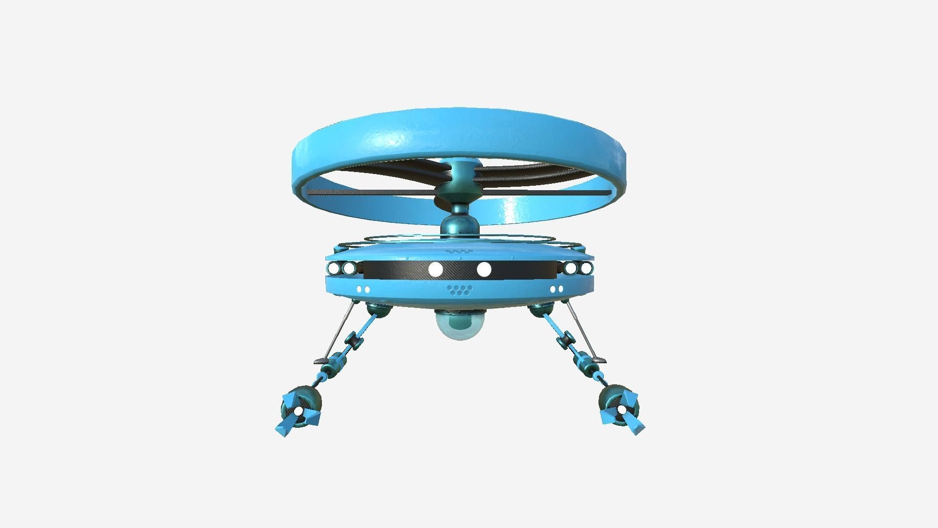 Flying Robot I05 Blue - SciFi Character Design Low-poly 3D model_1