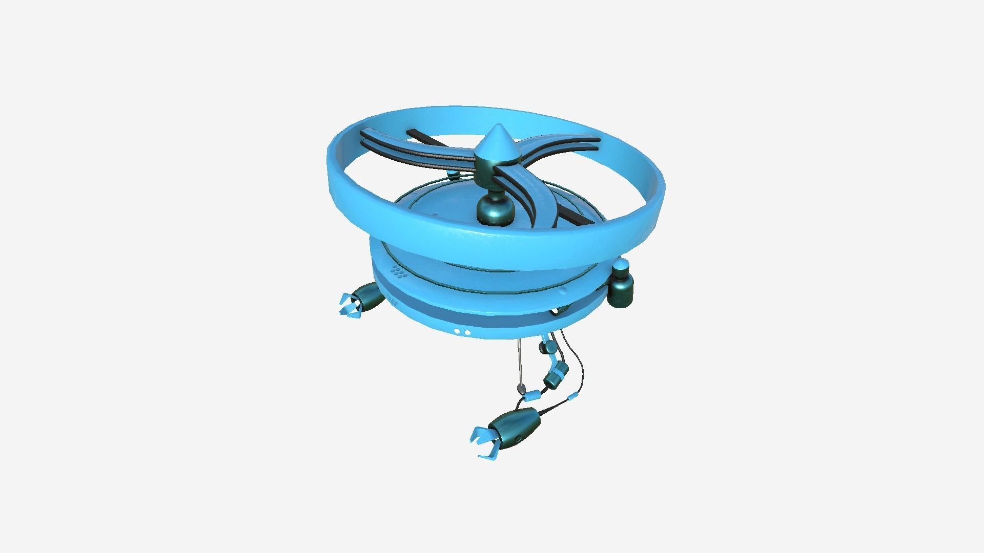 Flying Robot I05 Blue - SciFi Character Design Low-poly 3D model_3