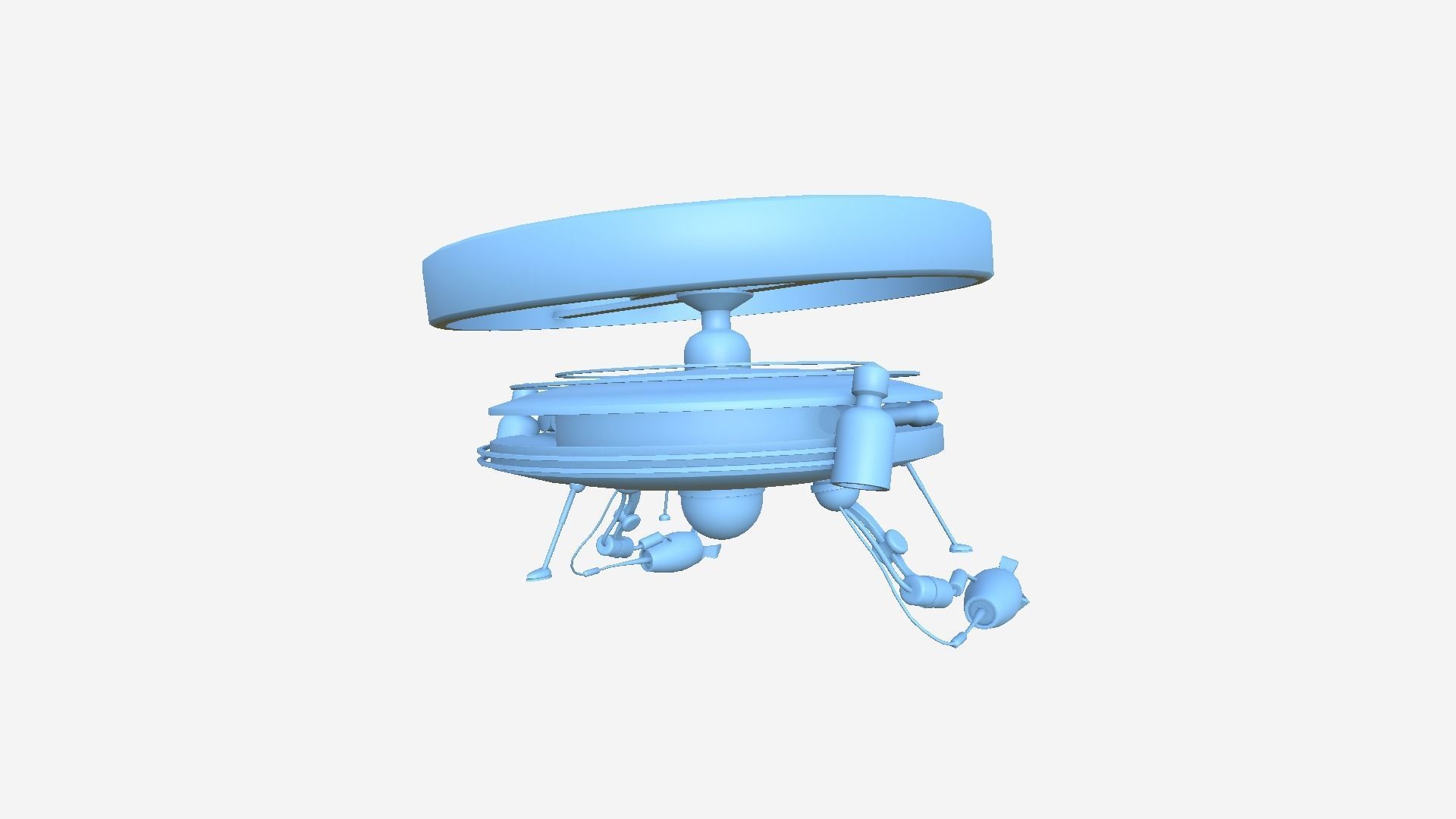 Flying Robot I05 Blue - SciFi Character Design Low-poly 3D model_10
