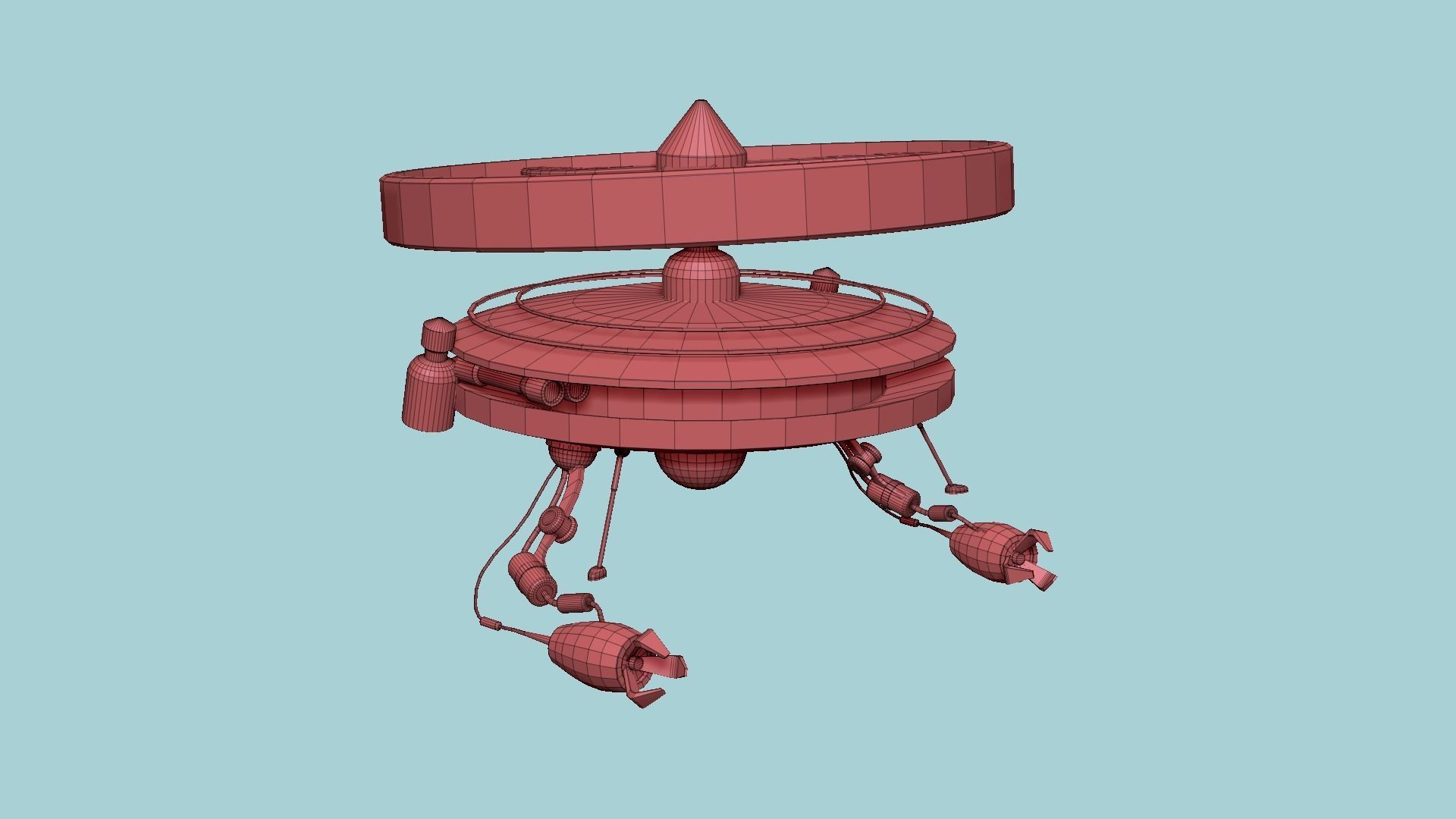Flying Robot I05 Blue - SciFi Character Design Low-poly 3D model_14