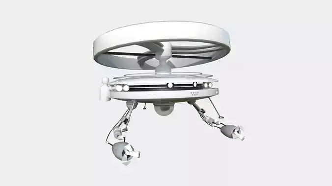 Flying Robot I07 White Gray - SciFi Character Design Low-poly 3D model