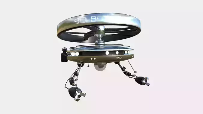 Flying Robot I08 Aluminum - SciFi Character Design Low-poly 3D model