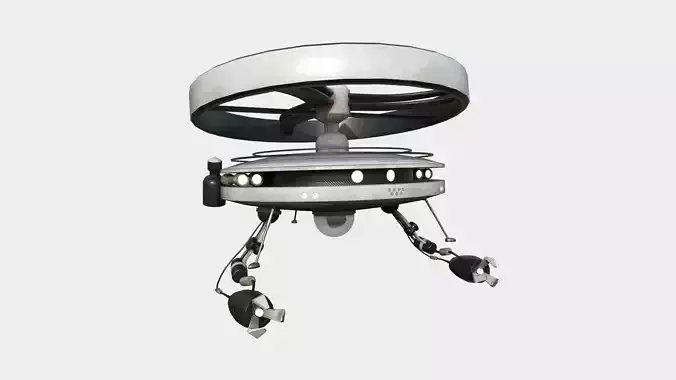 Flying Robot I09 White Dust - SciFi Character Design Low-poly 3D model