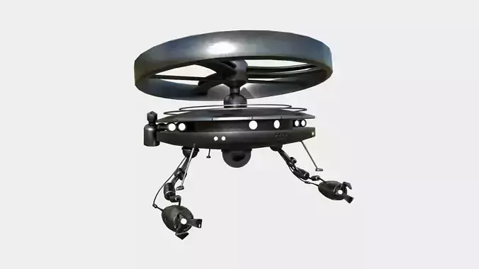 Flying Robot I10 Dark Steel - SciFi Character Design Low-poly 3D model