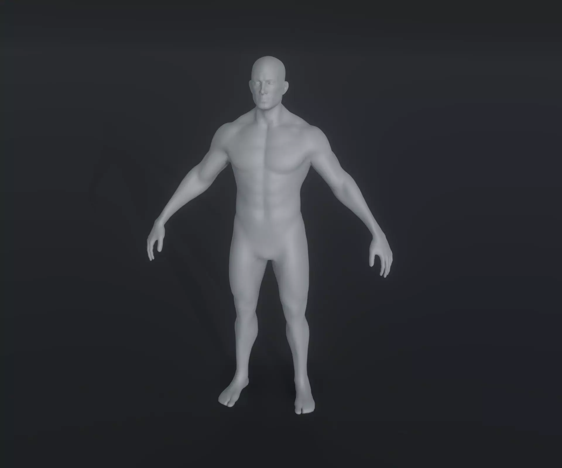 Male Body Base Mesh Animated and Rigged 3D Model 20k Polygons Low-poly 3D model_0