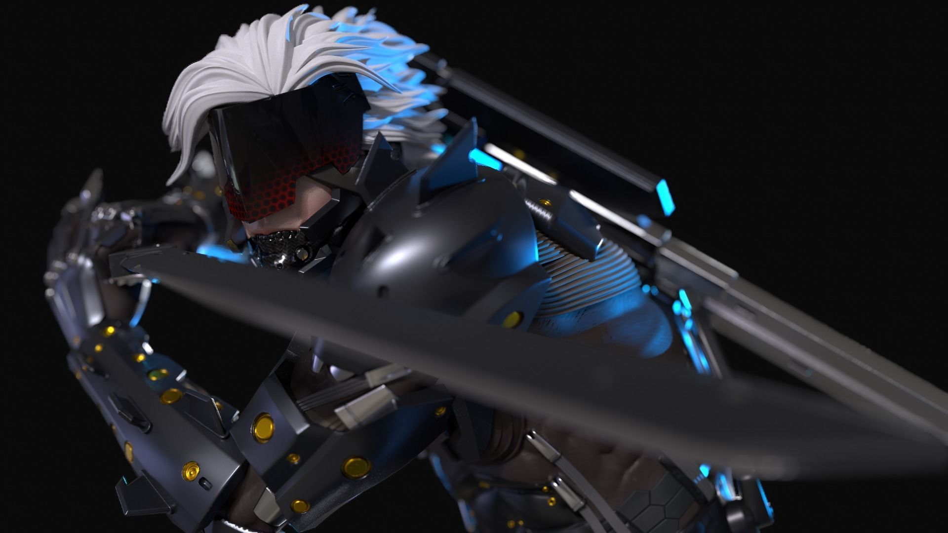 Raiden from Metal Gear Rising 3D Printable Statue 3D print model_3