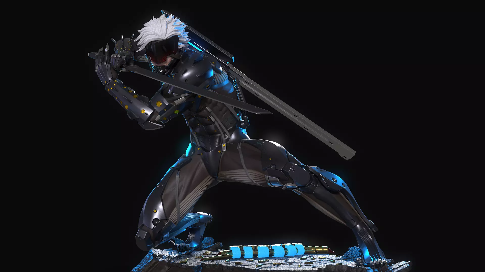 Raiden from Metal Gear Rising 3D Printable Statue 3D print model_0