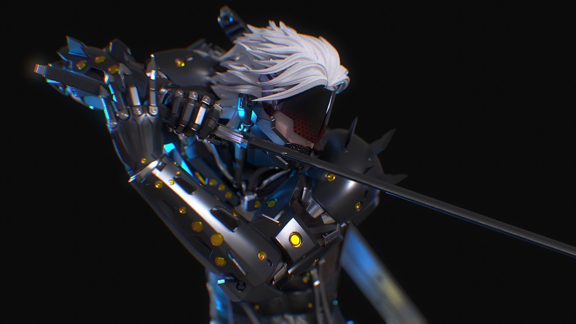 Raiden from Metal Gear Rising 3D Printable Statue 3D print model_2