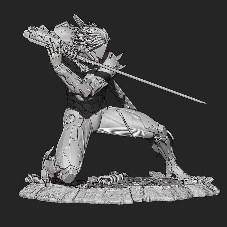 Raiden from Metal Gear Rising 3D Printable Statue 3D print model_17